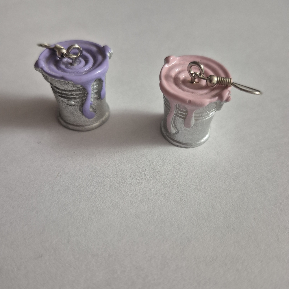 Silver and Pastel Paint Can Earrings